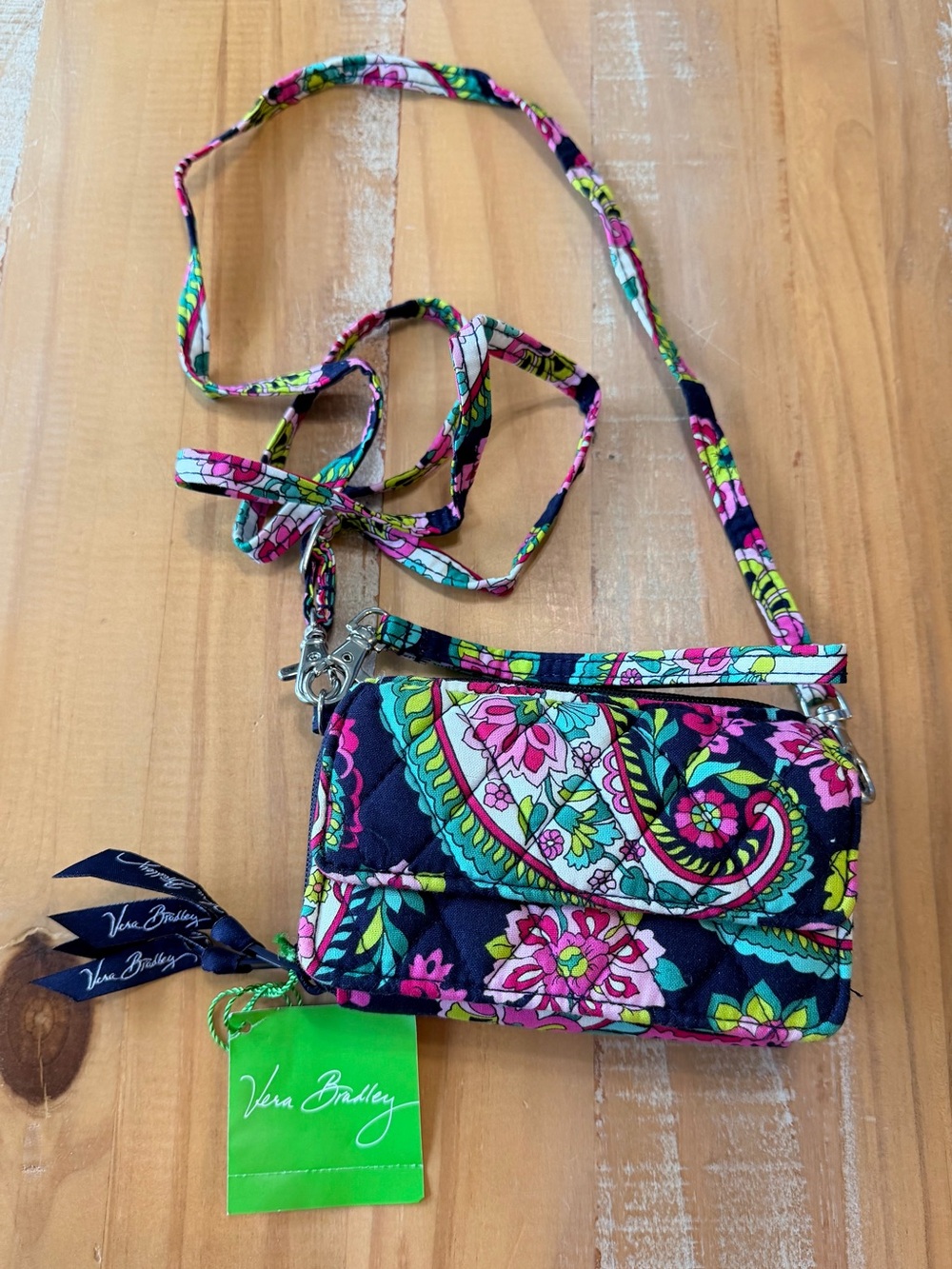 NEW Vera Bradley RETIRED PETAL PAISLEY All in One Crossbody Wristlet, New w/Tags